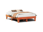 Bed frame without mattress, brown wax finish, 160x200cm, solid pine wood, TBLH36679