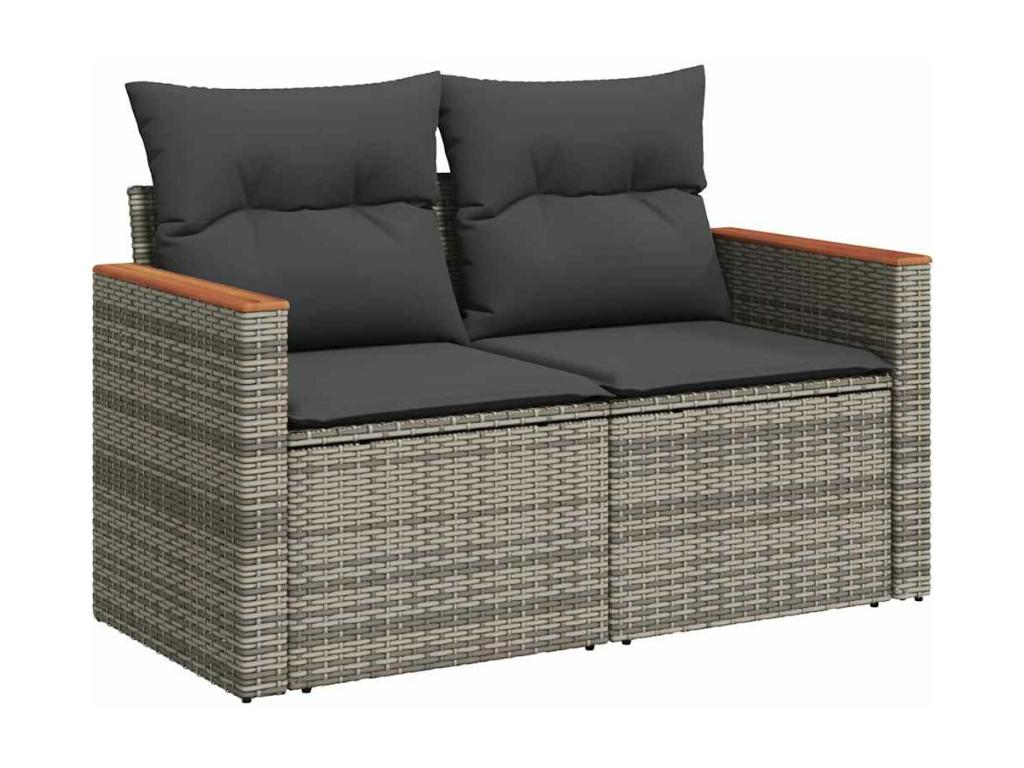 Decohaute XZFM56295 9-piece grey resin wicker garden furniture set with cushions