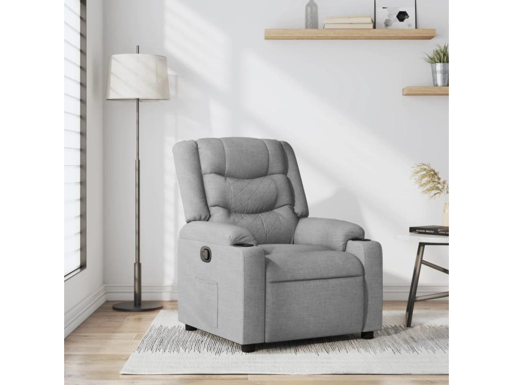 Light Grey Fabric Reclining Armchair OBYV63853