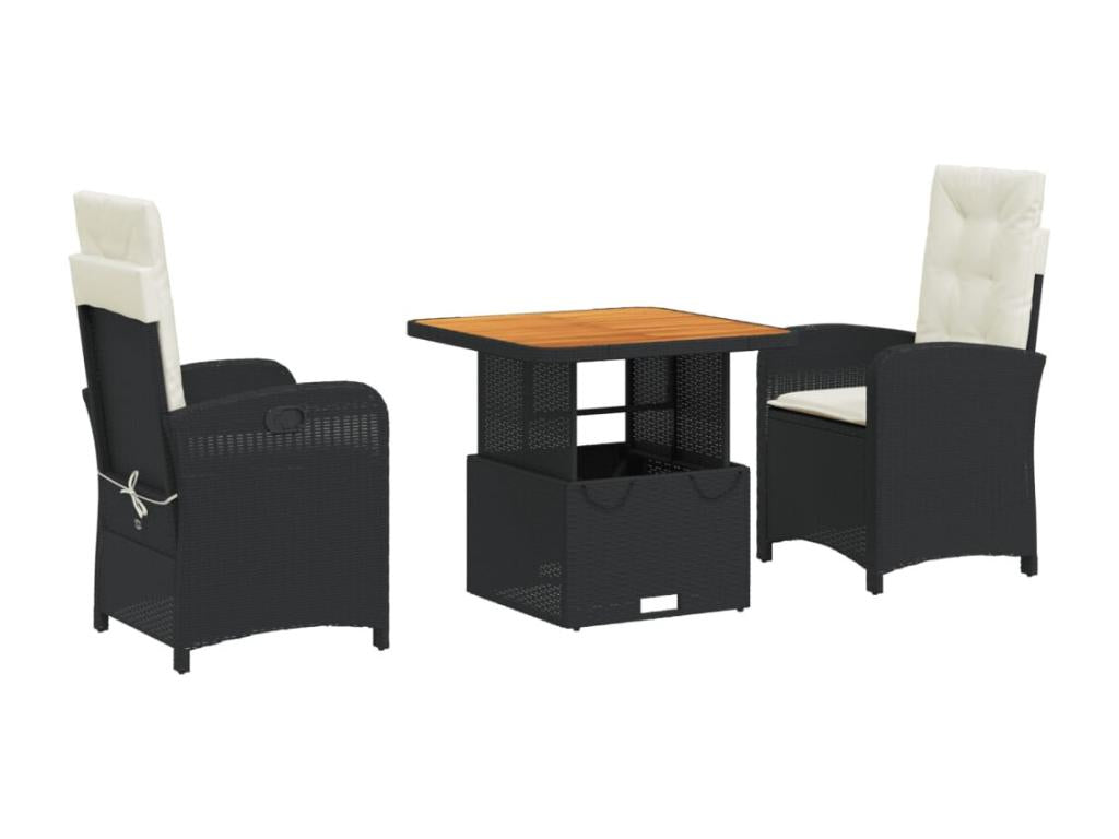 3-Piece Garden Dining Set with Cushions, Black VSAN61603