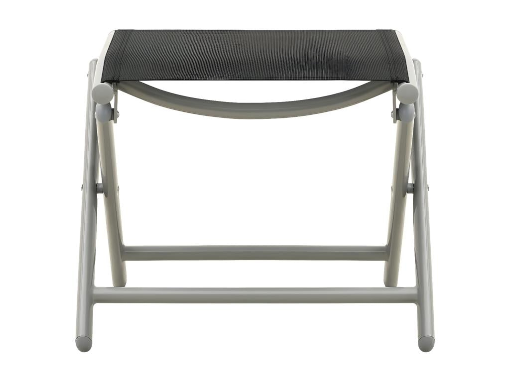 Folding footrest, black and silver, textilene and aluminum, UZEB29886