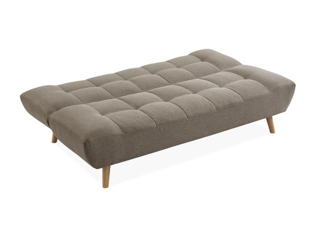 3-seater sofa bed/click-clack mechanism - convertible - in beige fabric and natural wood legs TWXK18581