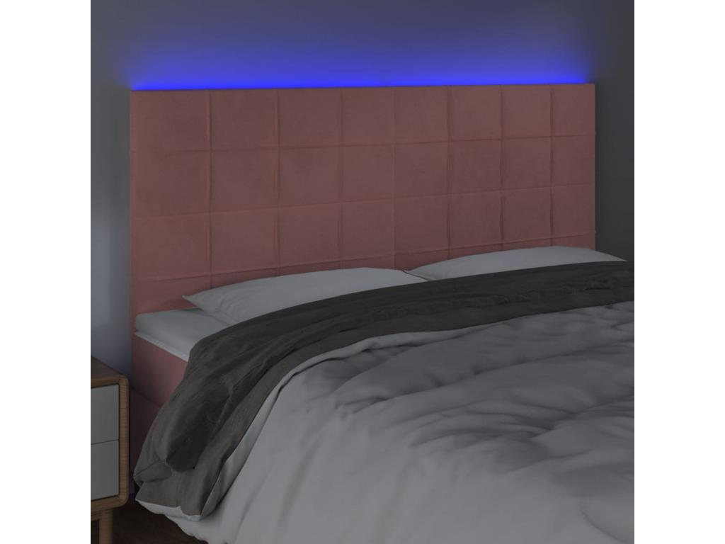 Pink LED Headboard 200x5x118-128 Velvet FNLN77967