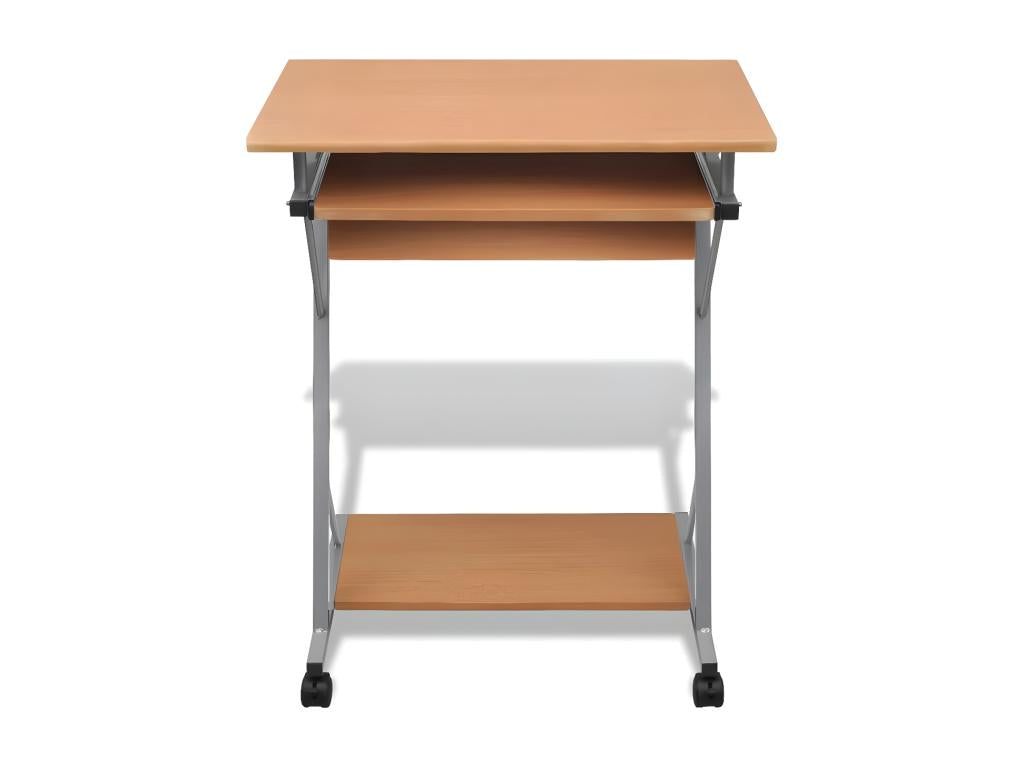Computer desk with sliding keyboard tray, brown, SEYT71937