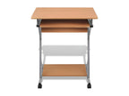 Computer desk with sliding keyboard tray, brown, SEYT71937