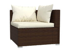 5-piece garden furniture set with cushions, brown woven resin GUBM02552