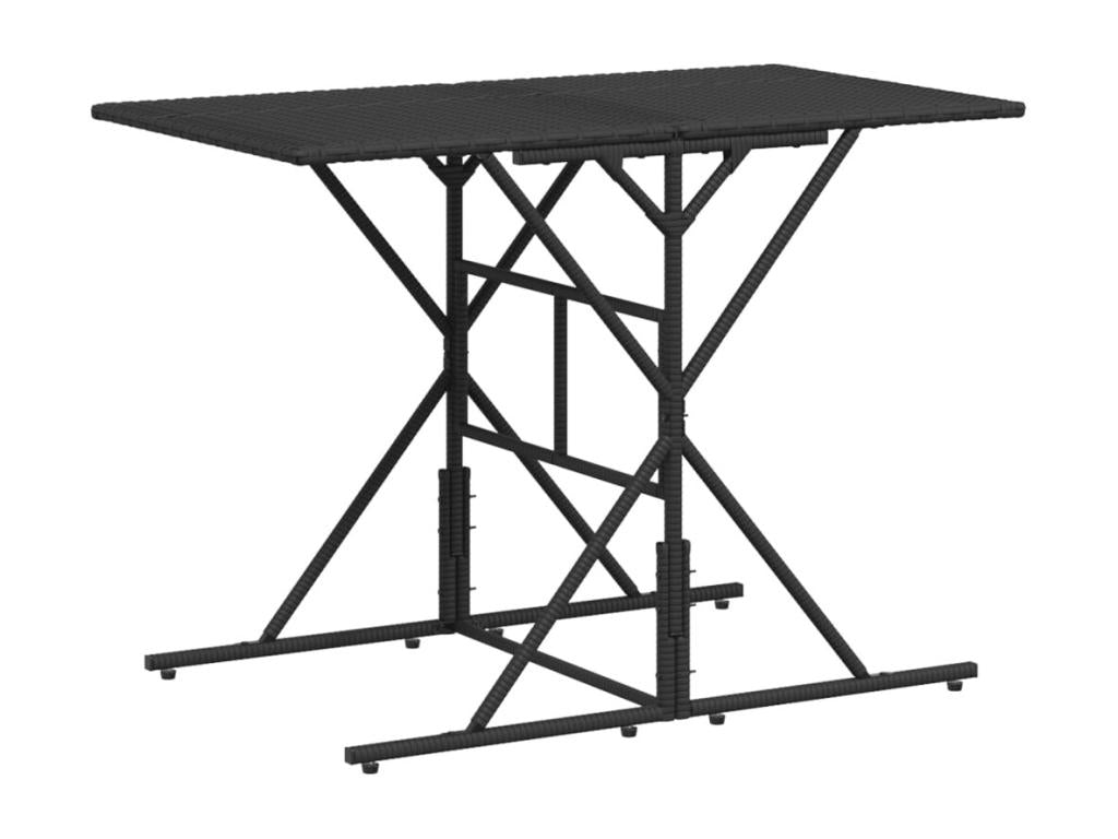 7-piece garden dining set with cushions, black woven resin TQXC51464