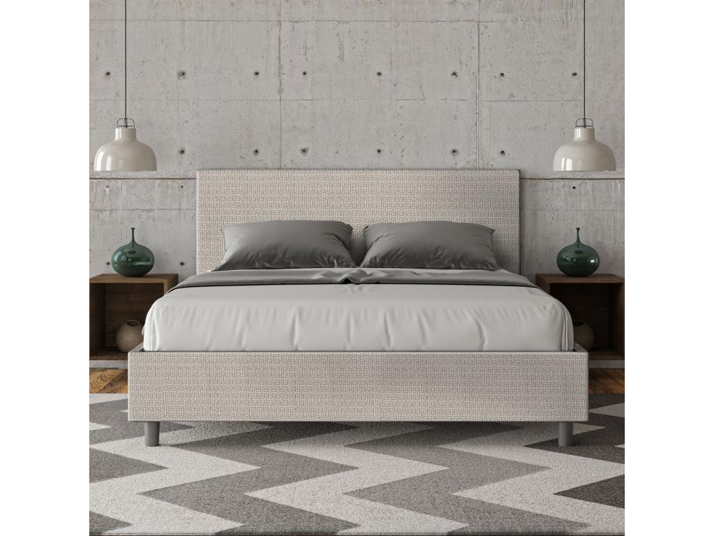 Upholstered double storage bed 160x190 Labirinto 01 white fabric Decohaute XCIO11860