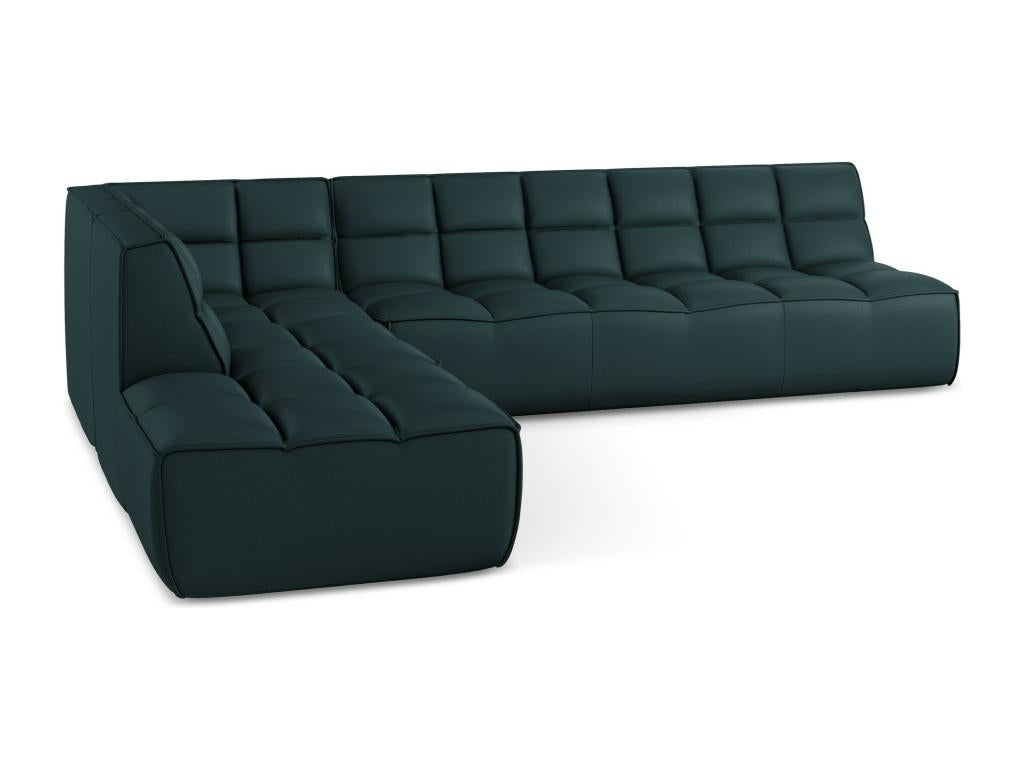 Reversible L-shaped modular corner sofa in artificial leather - navy - Decohaute IOXI14818