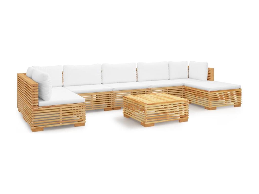 8-piece garden furniture set with cushions, solid teak wood KUCZ62346