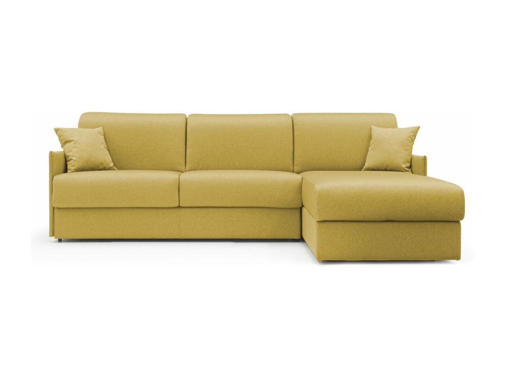 Domopure Convertible Corner Sofa in Waterproof Fabric T02 252 cm Left Facing Matte - 140x197 Yellow DXOI56571
