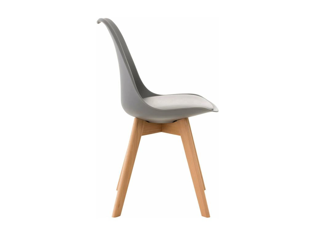 Set of 4 Scandinavian design dining chairs in grey PVC with light wood legs 10 0001844 FHXM30888