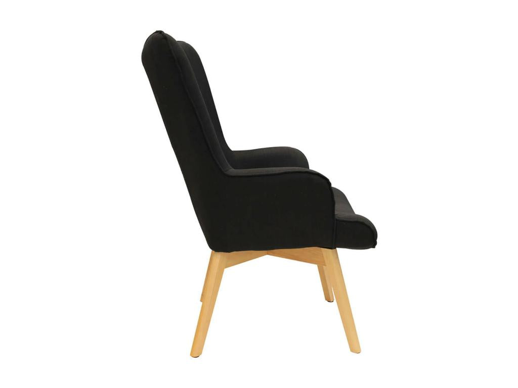 Decohaute - Black Armchair with Natural Legs AXXH24103