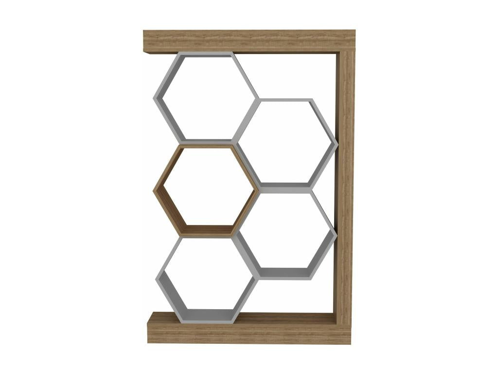 Domopure Honeycomb Bookshelf L90cm Light Wood and White YFKN31315