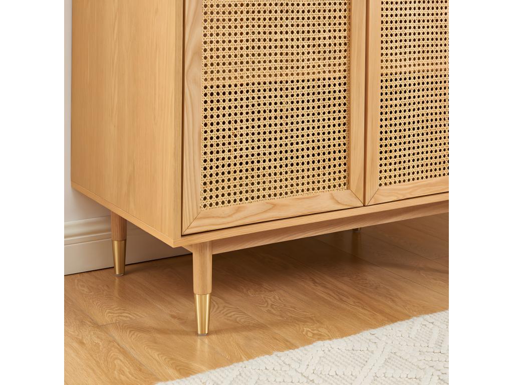Decohaute - 2-door wardrobe in wood and cane - Light wood IOQP91149