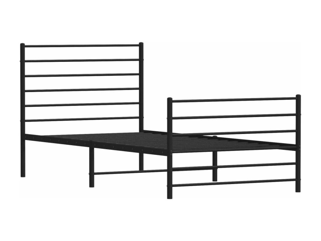 Metal bed frame with headboard/footboard, black, 80x200 cm XTDY86517