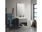 Decohaute bathroom vanity unit with 1 drawer, grey wood and illuminated mirror, 60cm wide, WNMD04739