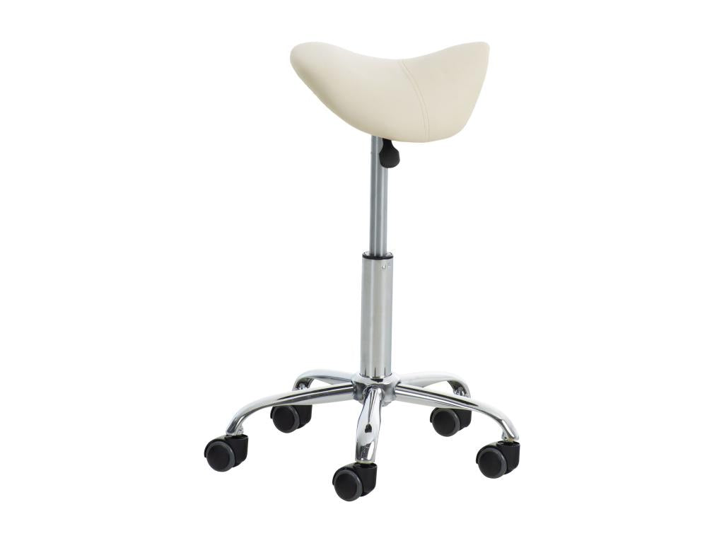Set of 2 Office Stools - Faux Leather - Cream - Domopure DHJQ98652
