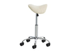 Set of 2 Office Stools - Faux Leather - Cream - Domopure DHJQ98652