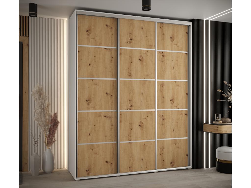 Domopure 4 Sliding Door Wardrobe 235.2/190/60 3 Doors White/Domopure/Silver NPVQ68913