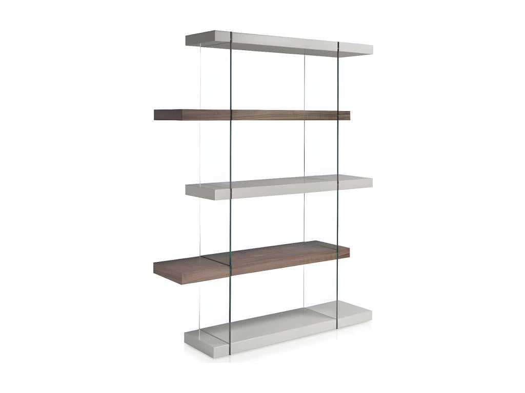 Modern shelf in walnut and lacquered wood, Roma-Cement Color OYDR47098