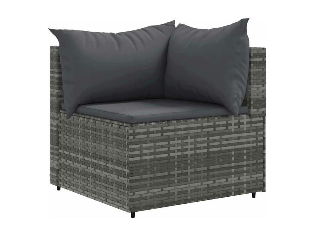9-piece garden furniture set with cushions, Grey Wicker Resin RERJ32768