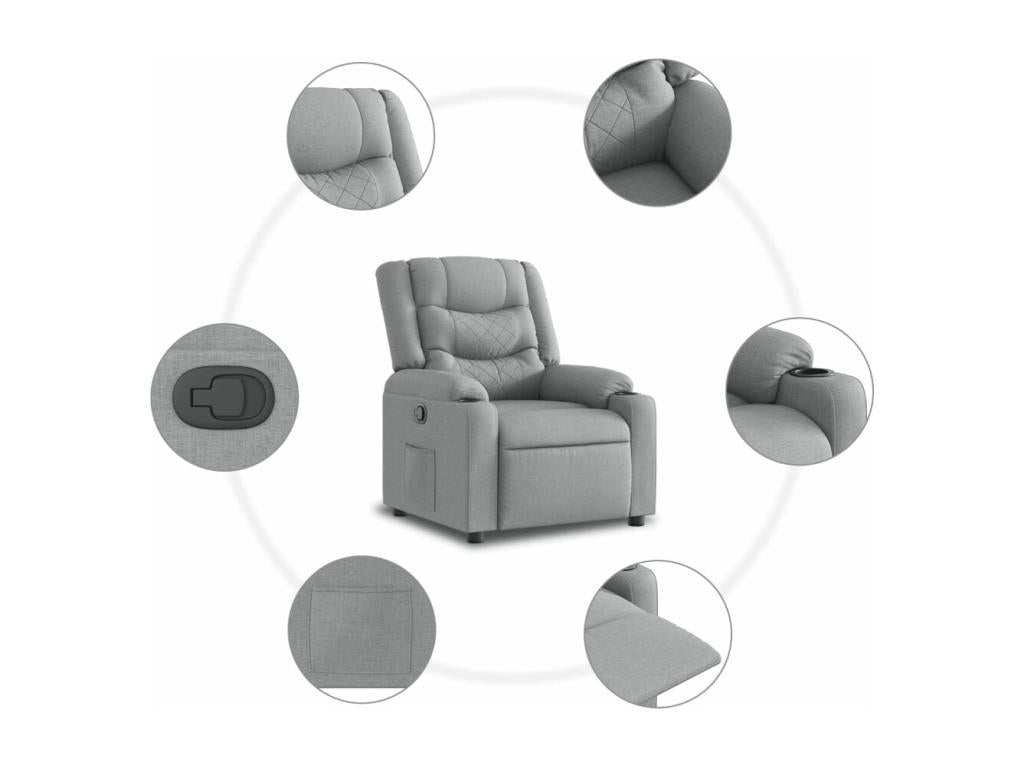 Light Grey Fabric Reclining Armchair OBYV63853