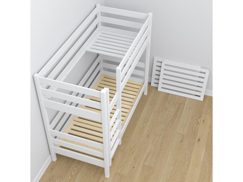Wooden bunk bed - with drawer for mattress N01 White 100x200 JJGP77017