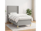 Upholstered bed base with mattress, light grey, 90x200 cm, fabric EDNT86869