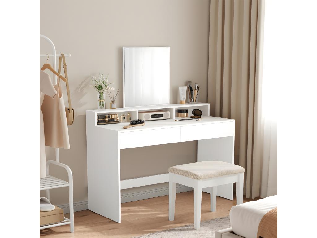 Dressing table with 2 drawers and 3 small niches with mirror - H140 cm NGRL86348
