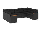 9-piece garden furniture set with cushions, black resin wicker MWZW82524