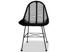 Dining chairs, set of 4, black natural rattan HPVG68903