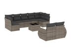 Garden furniture set with cushions, 10 pieces, grey woven resin LLEI04176