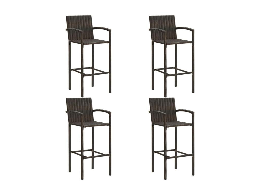 5-piece garden bar set with armrests, brown woven resin QCIC64420