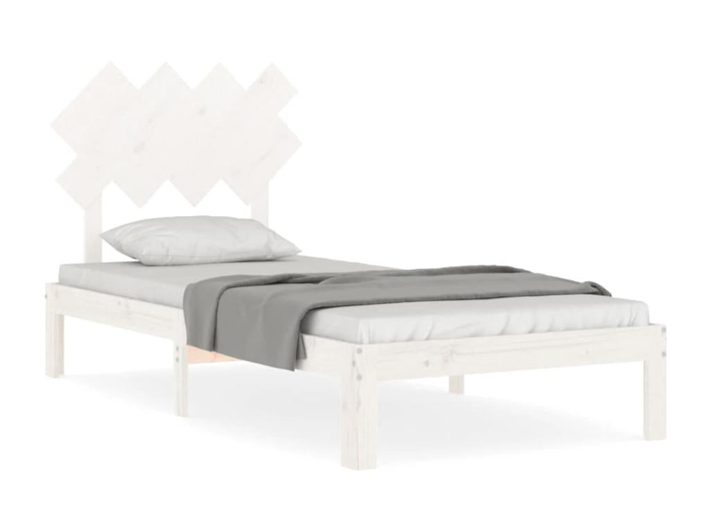 Bed frame with white headboard 90x200 cm solid wood MGUA46976
