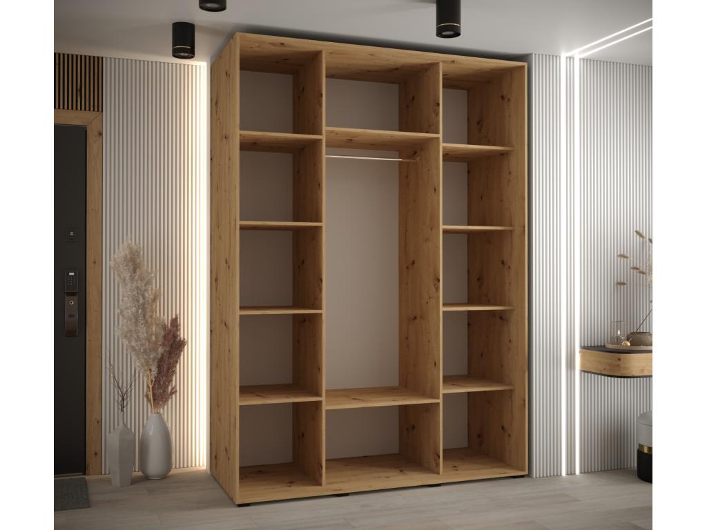 Domopure 2 Sliding Door Wardrobe 235.2/170/60 3 Doors Domopure/Silver PCFU74749