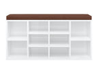 High-gloss white shoe bench, 103x30x48 cm, engineered wood, JZTW64612