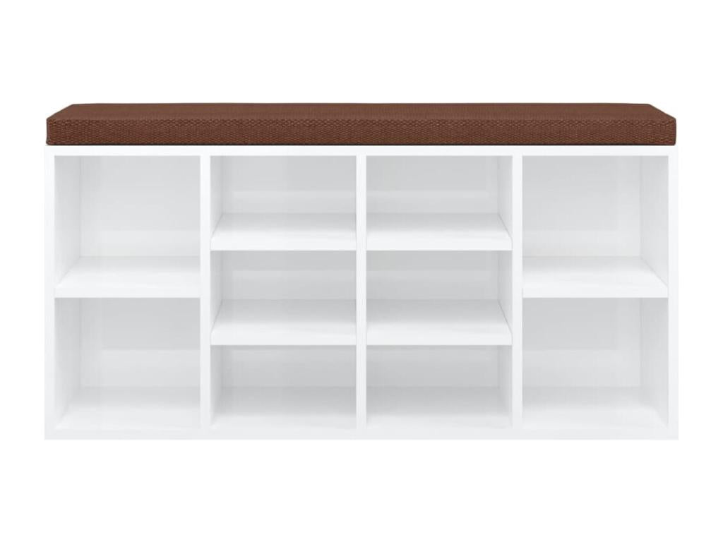 High-gloss white shoe bench, 103x30x48 cm, engineered wood, JZTW64612