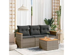 4-piece garden furniture set with grey resin wicker cushions DIVN48421