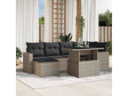 Garden furniture set with cushions, 7 pieces, light grey woven resin, OYUH89366