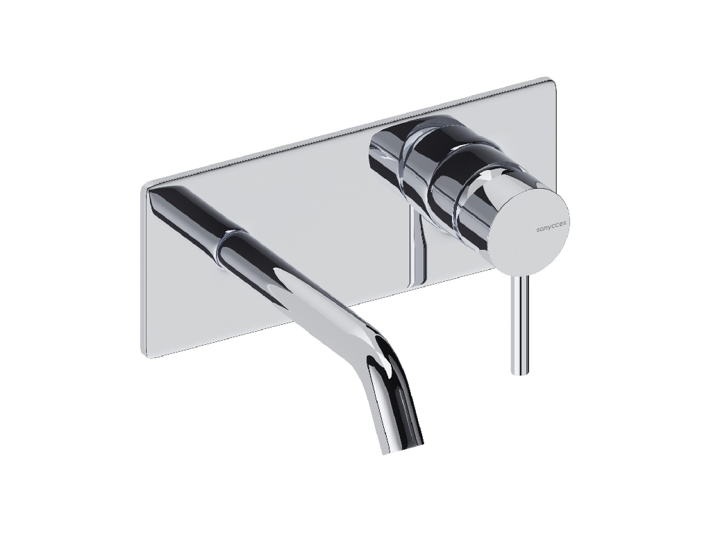 Domopure 14cm wall-mounted mixer tap with plate, Domopure SEML37887