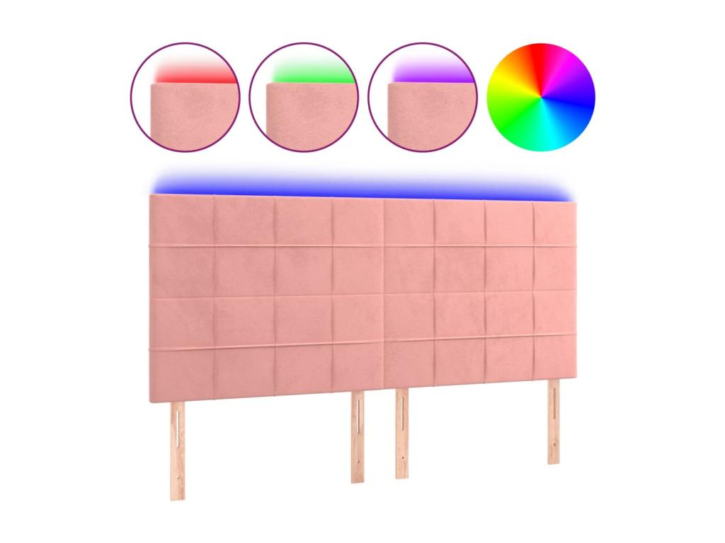 Pink LED Headboard 200x5x118-128 Velvet FNLN77967