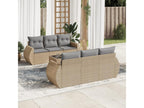 Garden furniture set with cushions, 7 pieces, beige woven resin KBMZ08102