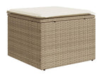 9-piece garden furniture set with cushions, beige woven resin CQUO51217
