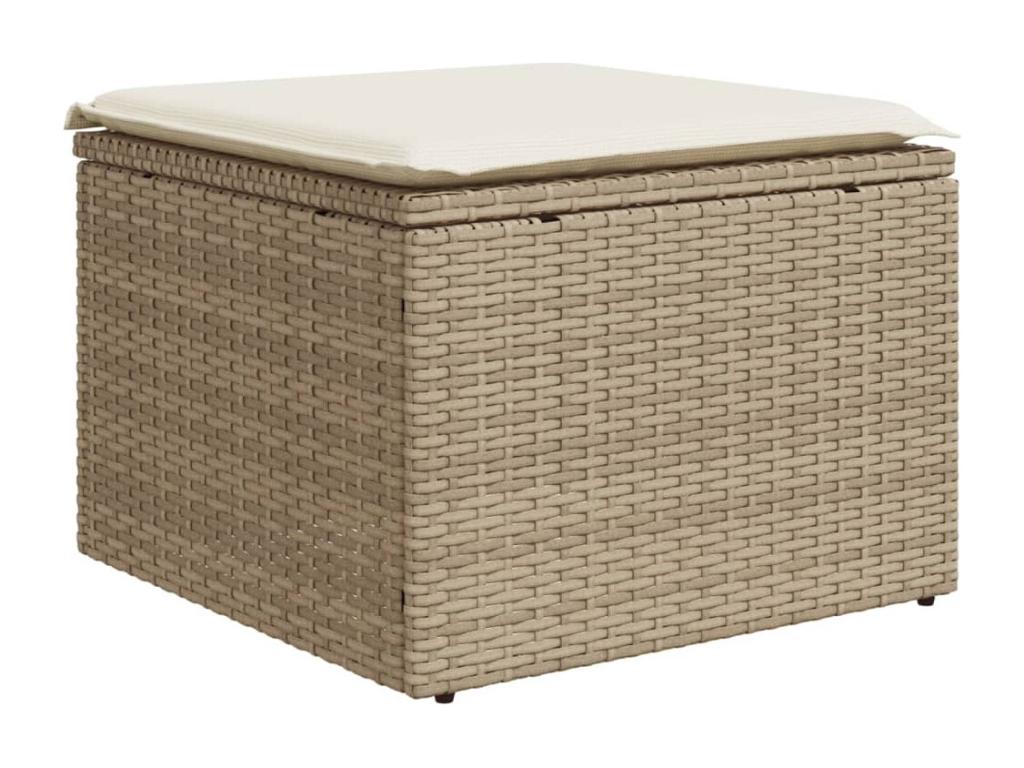 9-piece garden furniture set with cushions, beige woven resin CQUO51217
