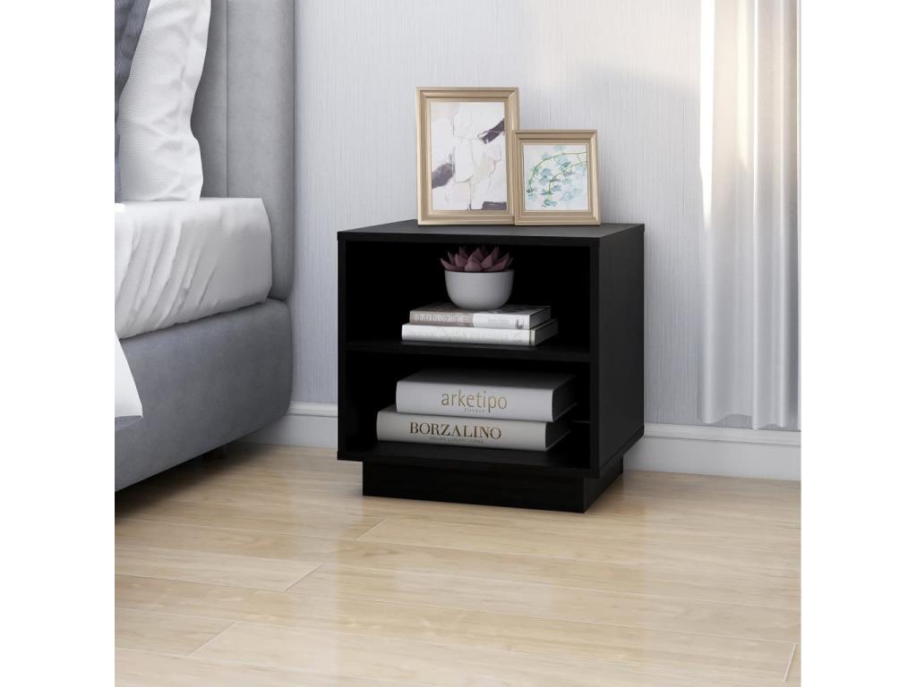 Decohaute Premium - 2-piece bedside tables, black, 40x34x40 cm, solid pine wood, YELS33041