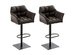Set of 2 Bar Stools - Faux Leather / Metal - Brown - Domopure HIHA23750