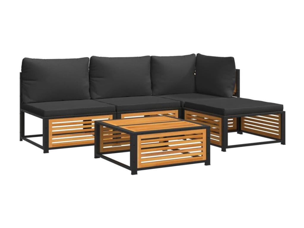 5-piece garden furniture set with cushions, solid Domopure wood, WYEE68239