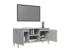 TV stand with solid wood legs, concrete grey, 103.5x35x50 cm, BJPW49269