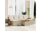 7-piece garden furniture set with cushions, beige woven resin QSSM07095